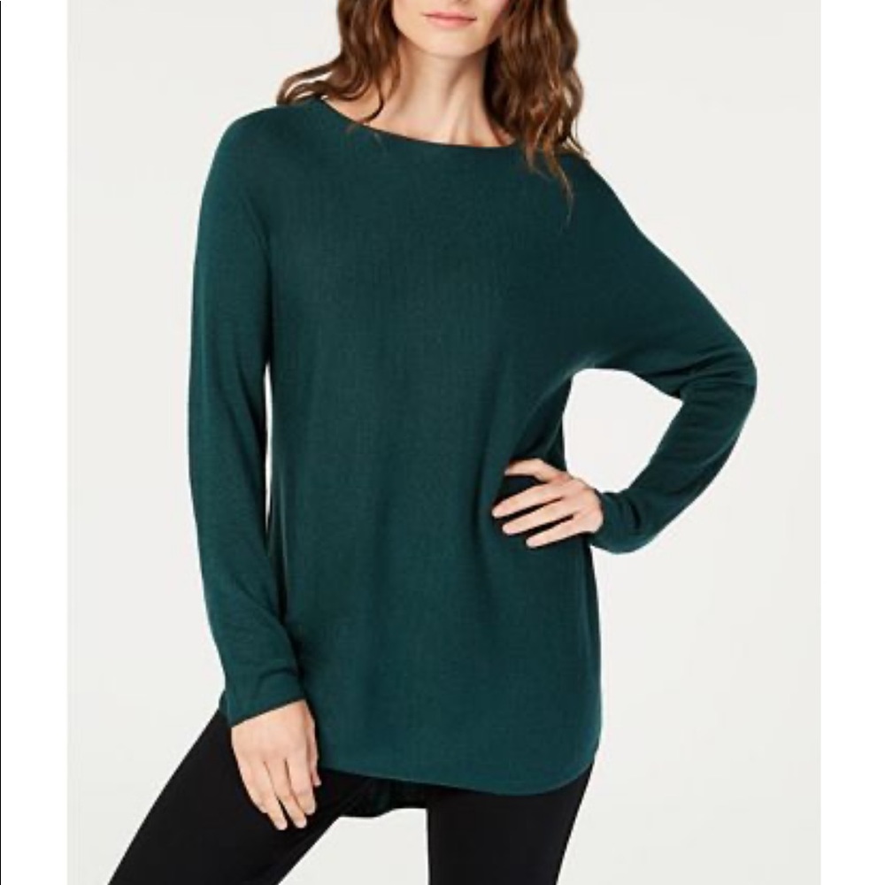 INC Hunter Forest Green Shirttail Sweater